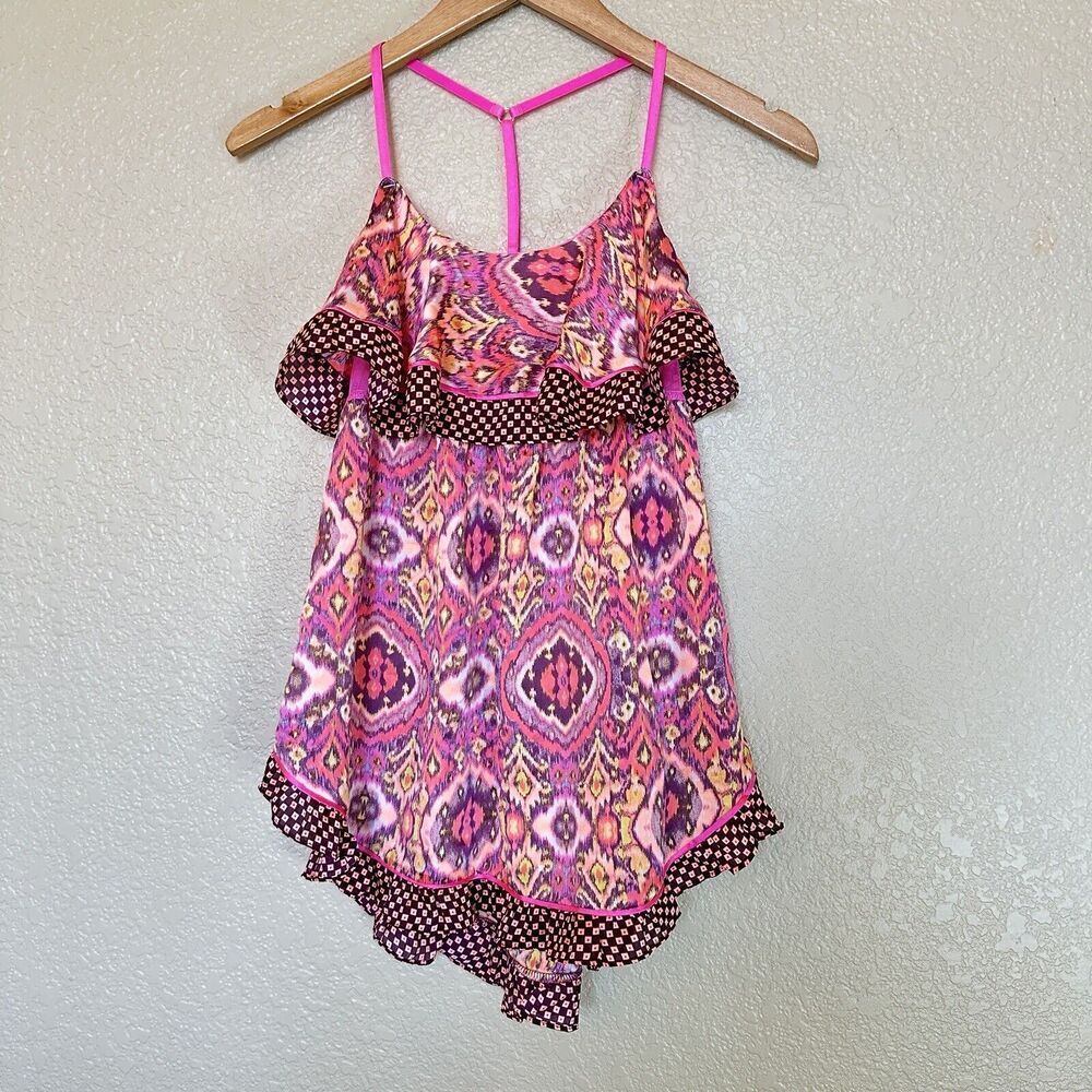 Victoria’s Secret Hot Pink‎ Satin Babydoll Size Small Camisole Ruffle Bust